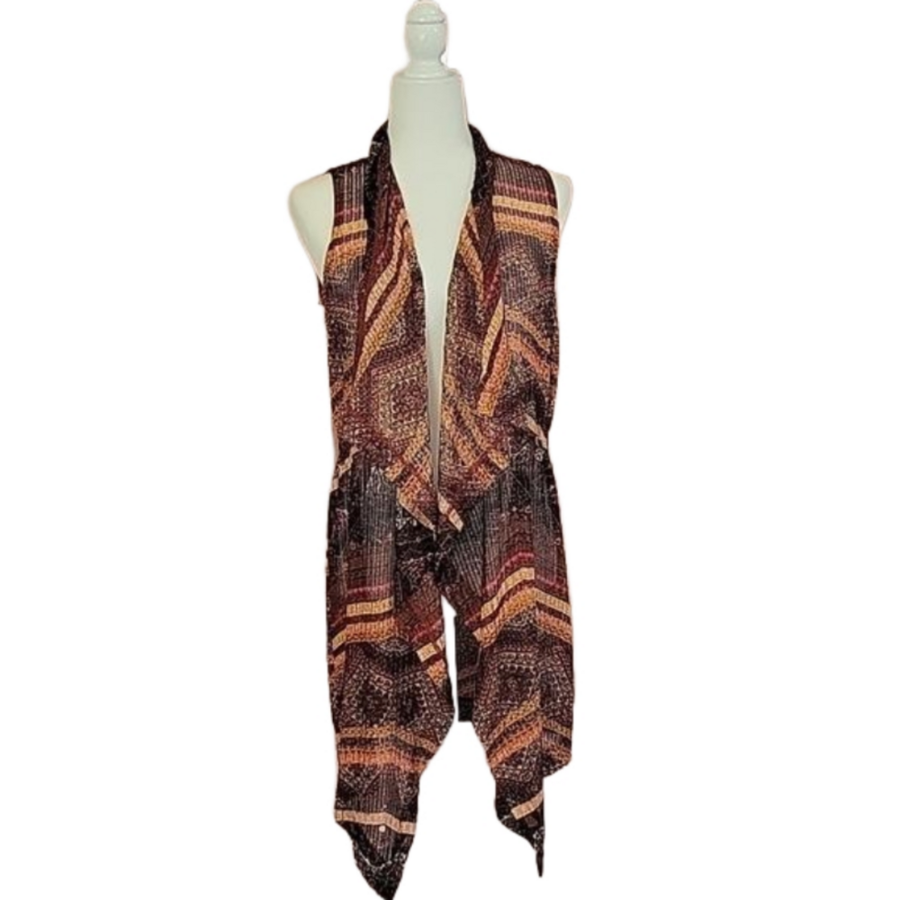 JM Sportswear Boho Waterfall Vest Size Small  NWT